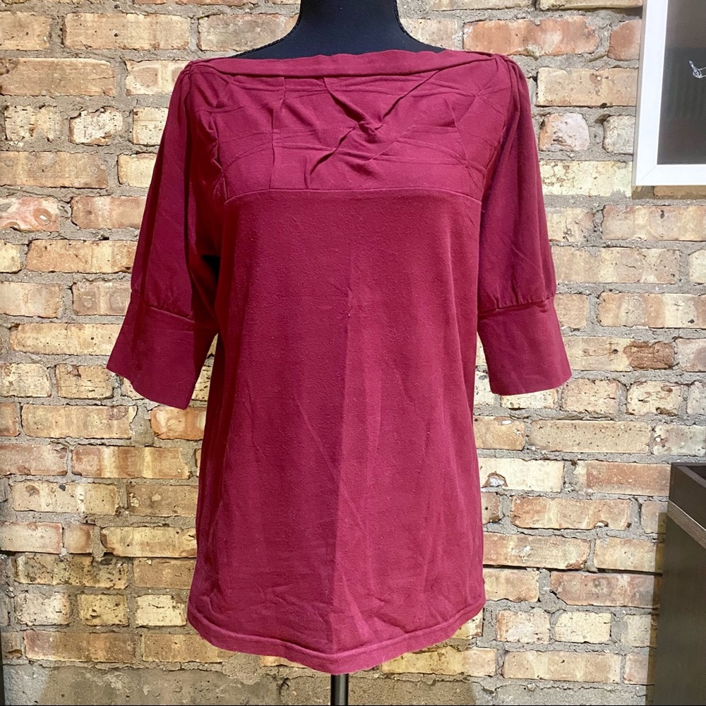 Handmade from Etsy - Unique Folded Detail Boatneck Blouse in Wine
